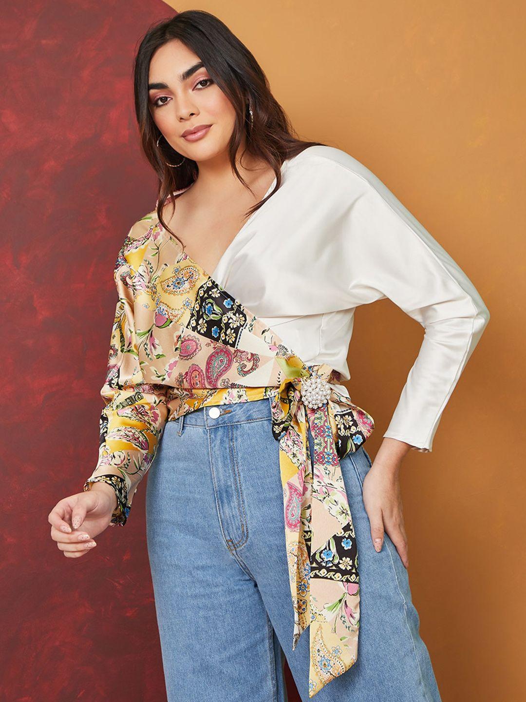 styli floral print wrap top