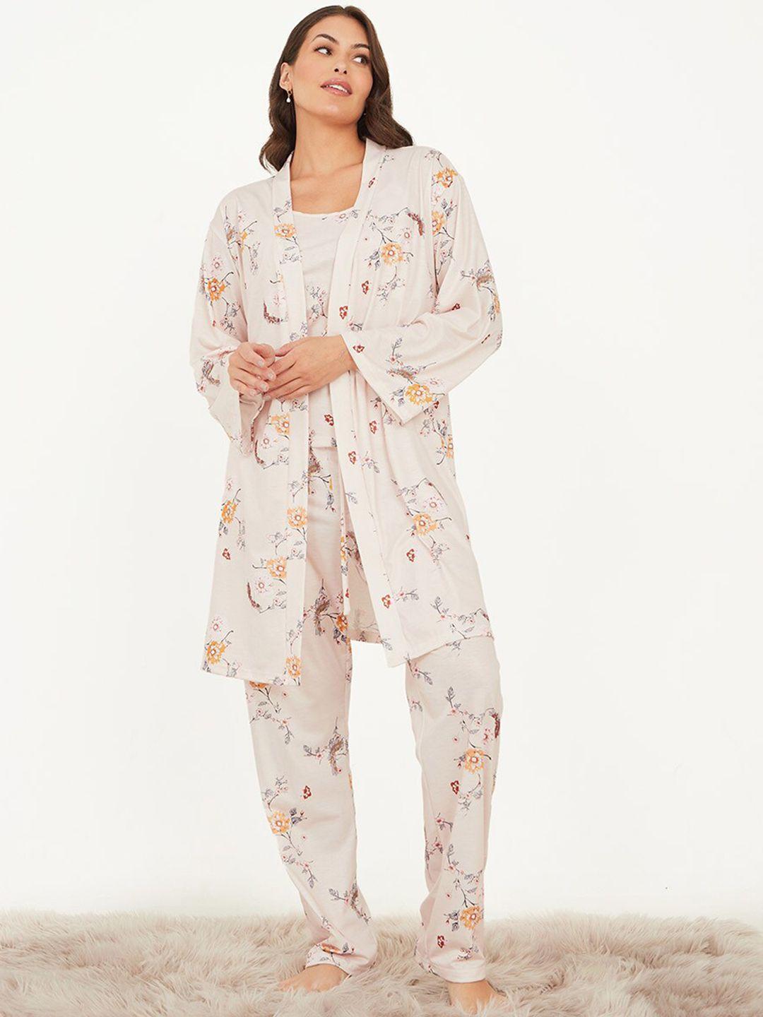 styli floral printed cami & pyjamas with rabe night suit