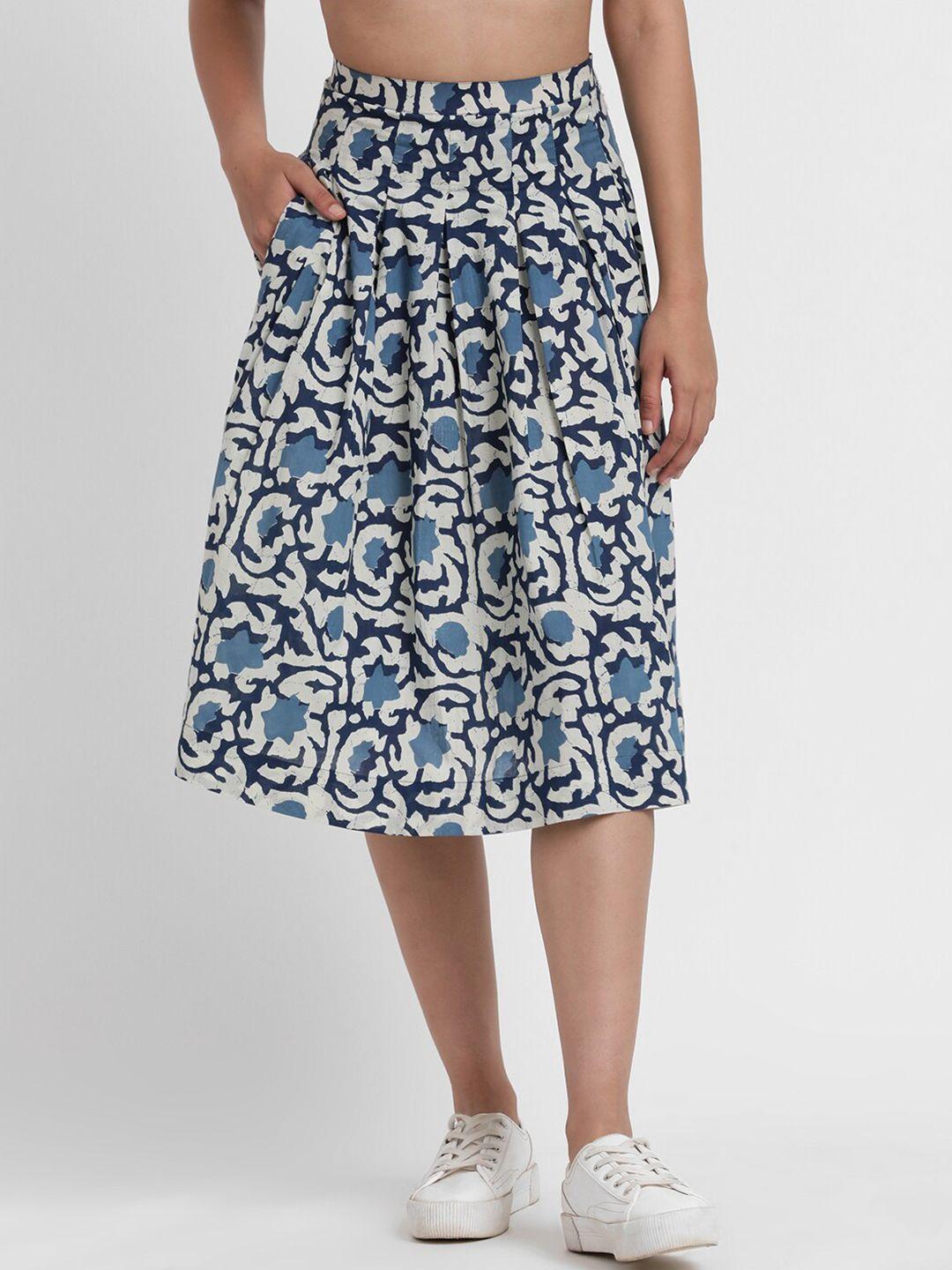 styli floral printed pleated flared skirt