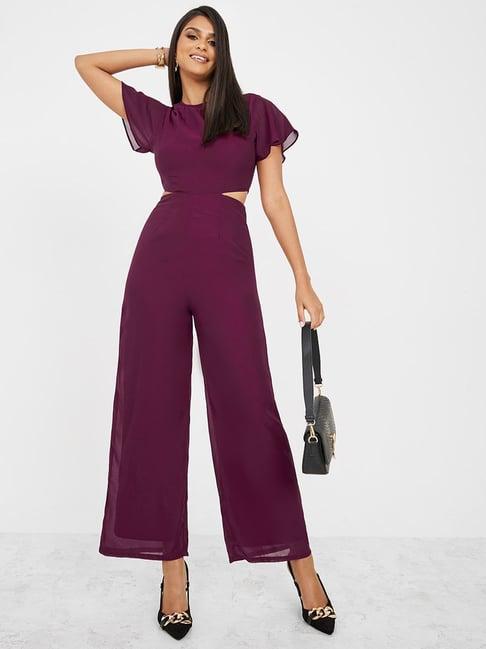 styli frill sleeve jumpsuit with cut-out detail