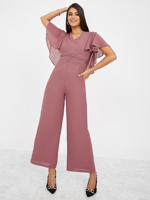 styli frill sleeve jumpsuit with gathered waist