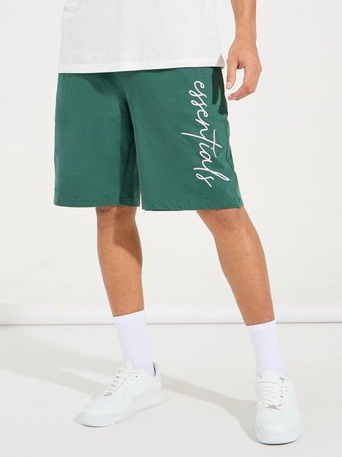 styli green relaxed fit printed shorts