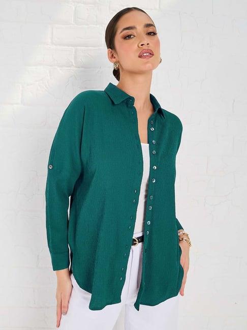 styli green self pattern shirt