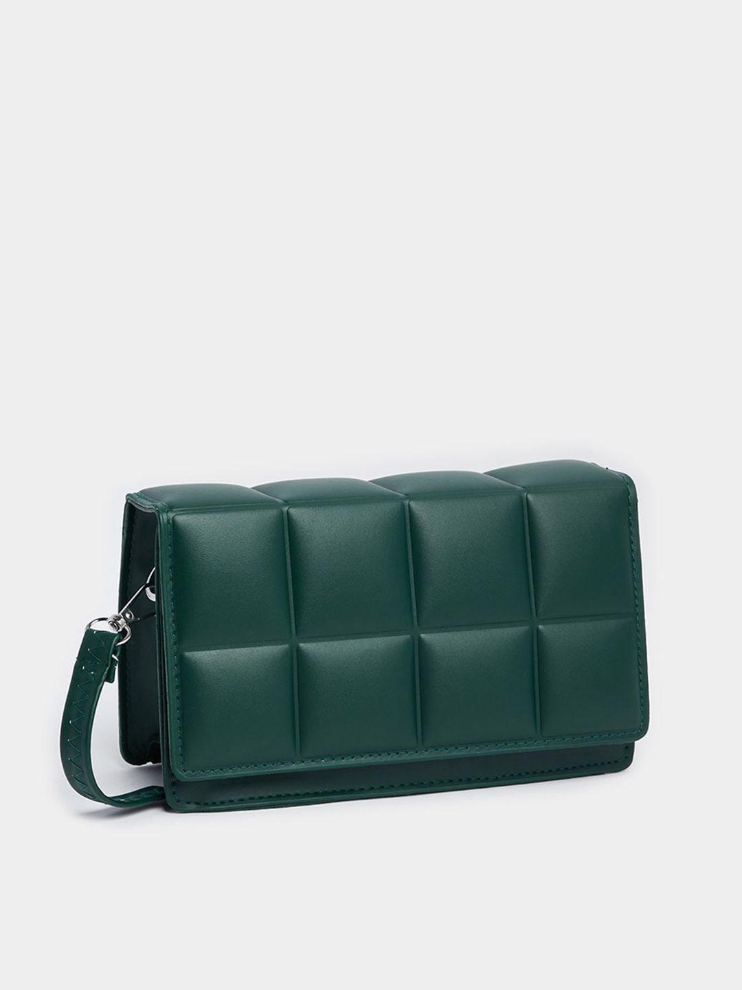 styli green structured sling bag with quilted