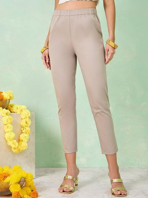 styli grey cotton cropped pants