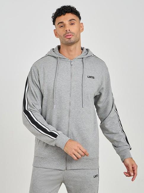 styli grey regular fit striped tracksuit