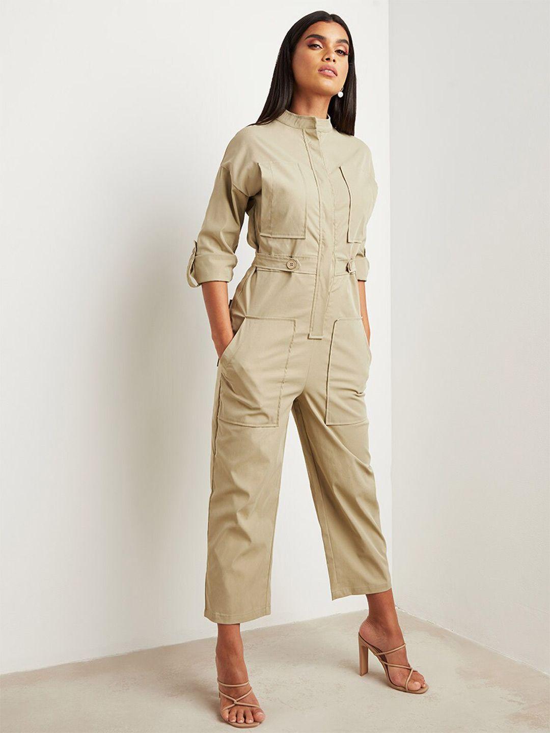 styli khaki basic jumpsuit