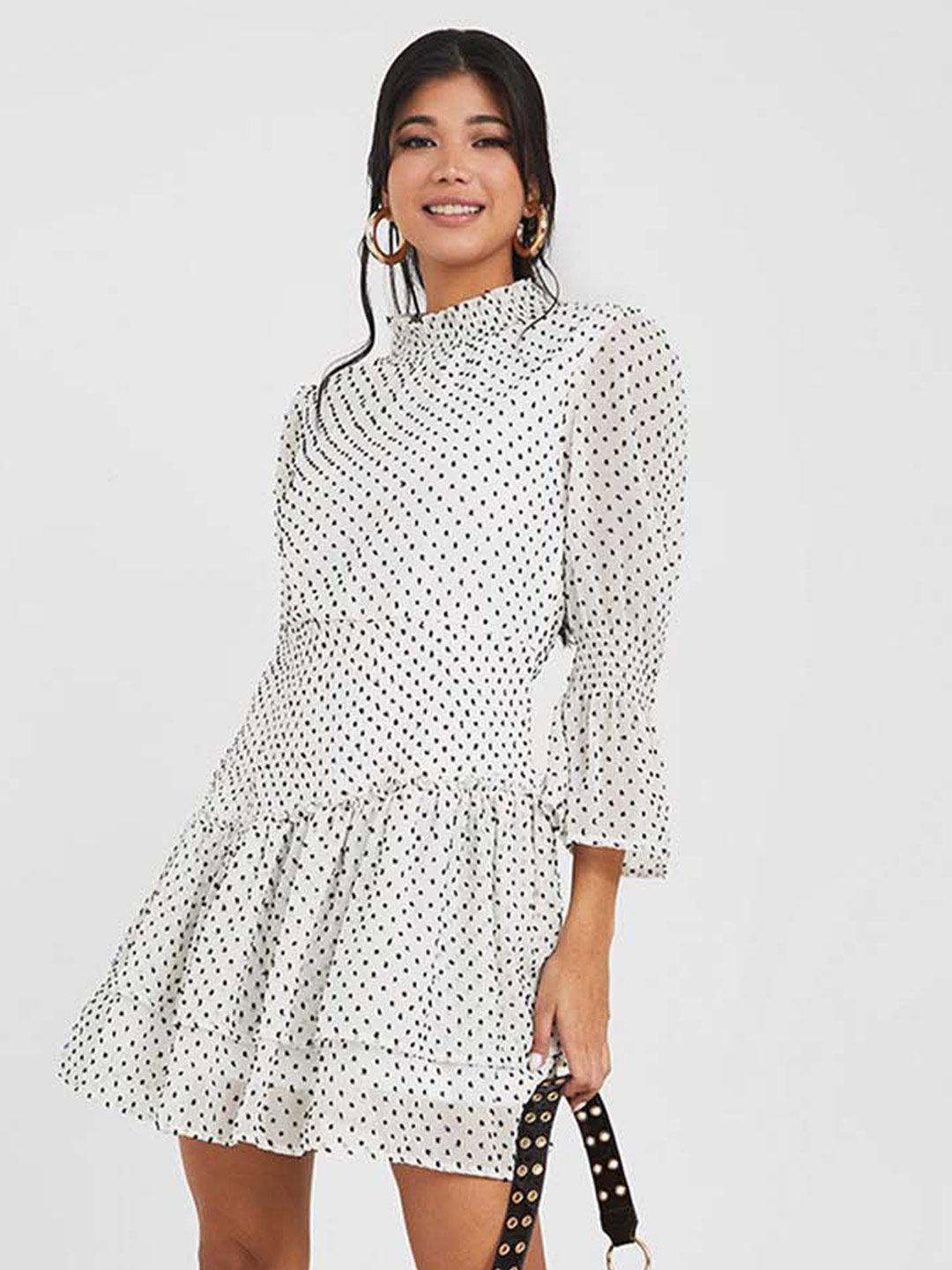styli layered bell sleeves mini fit & flare dress