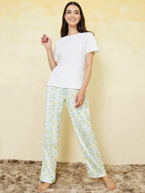 styli lemon print t-shirt and pyjama set
