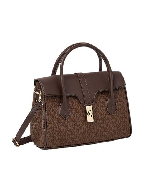 styli letter print flap handbag with turn lock closure