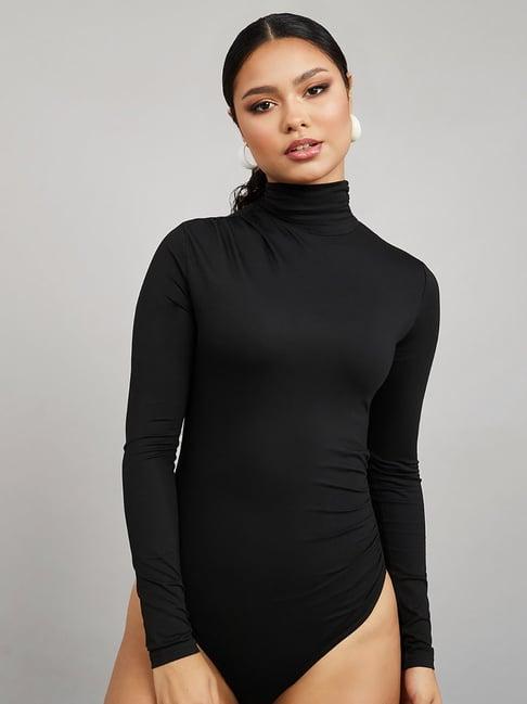 styli long sleeves high neck fitted knit bodysuit
