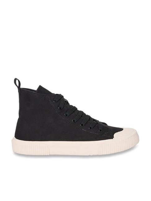 styli men's black ankle high sneakers