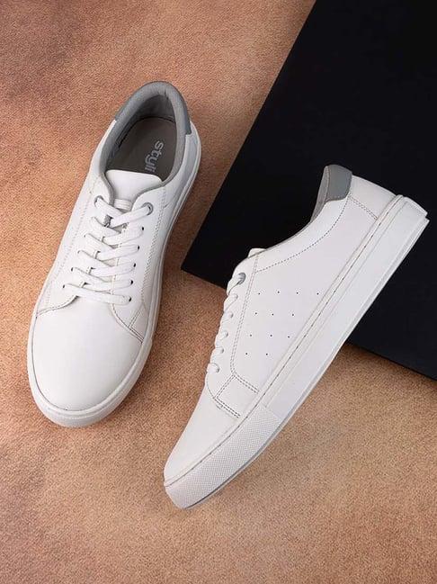 styli men's white casual sneakers