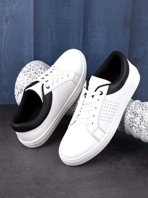 styli men's white casual sneakers