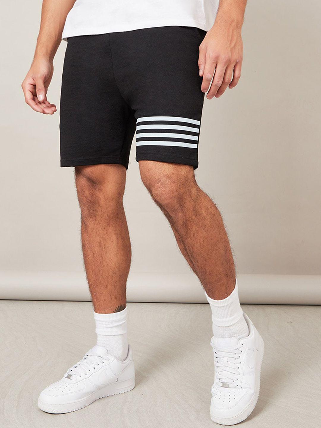 styli men black cotton sports shorts