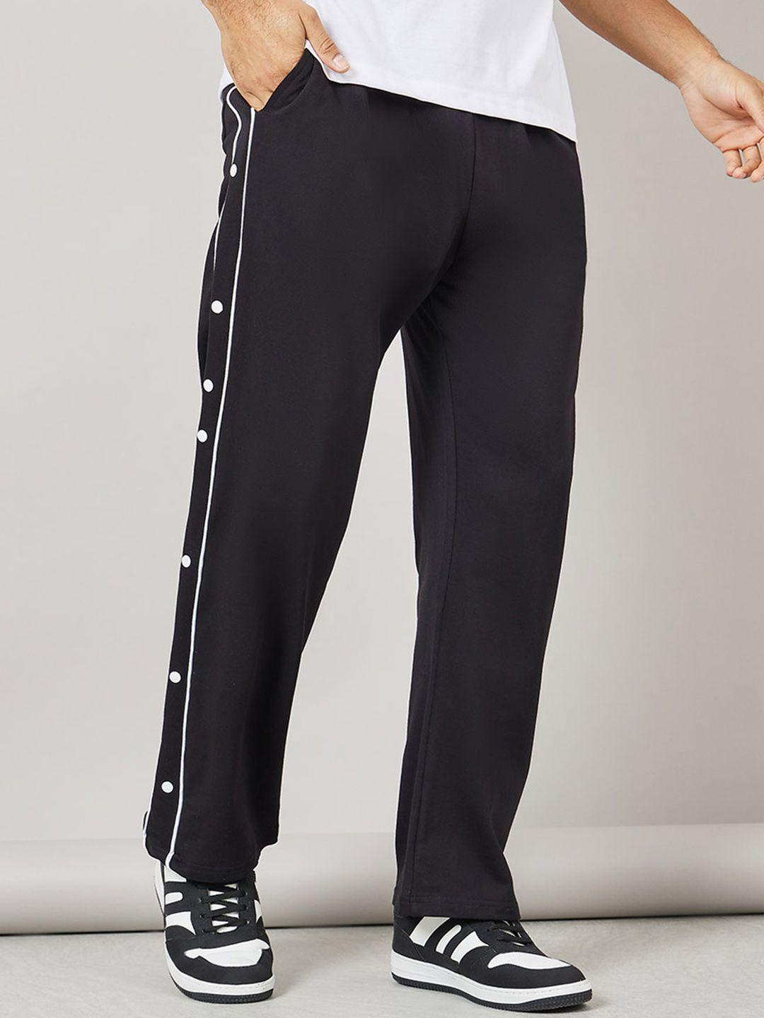 styli men contrast piping and popper oversized open hem jogger