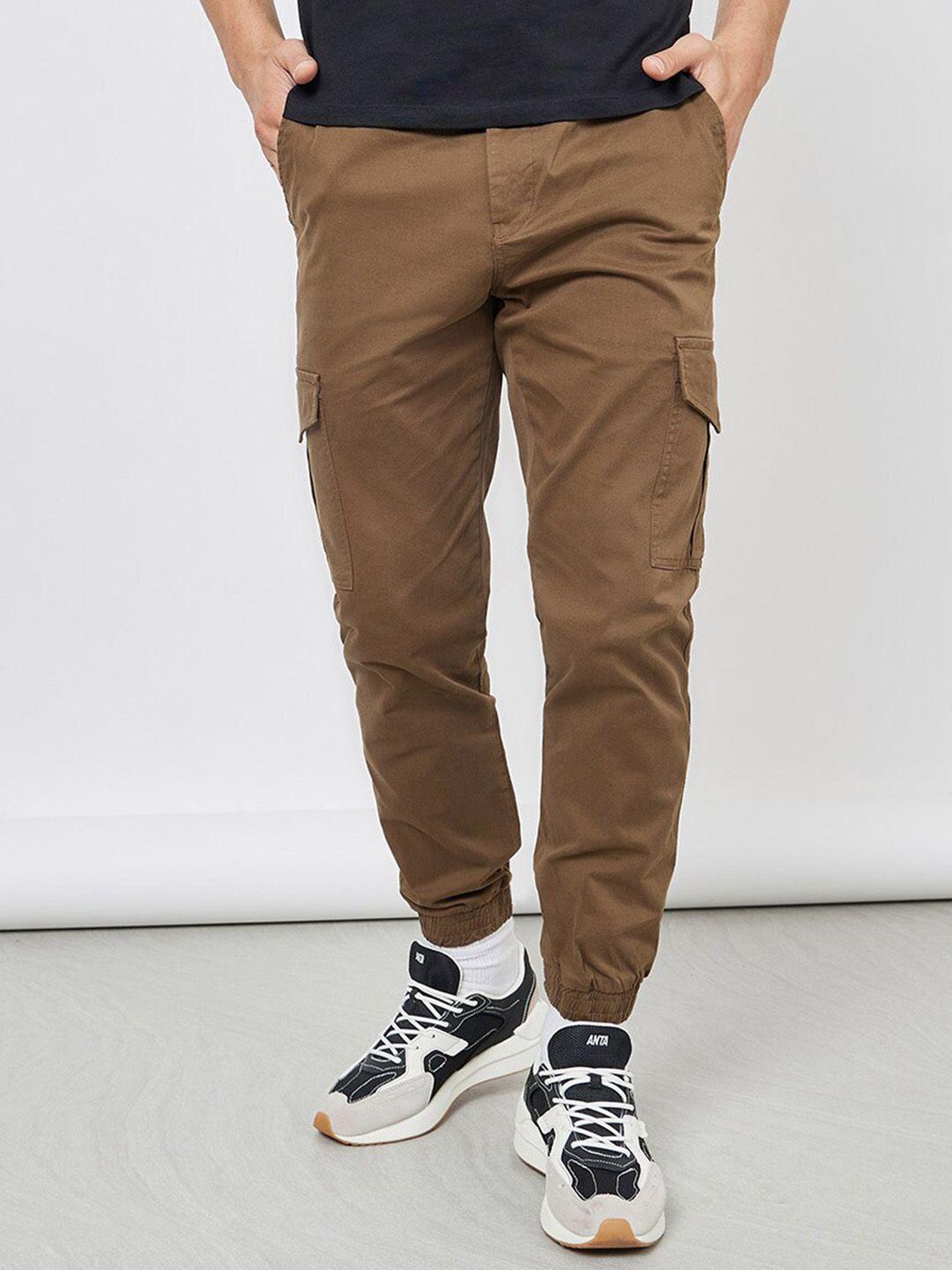 styli men cotton relaxed-fit cargo stretch twill jogger