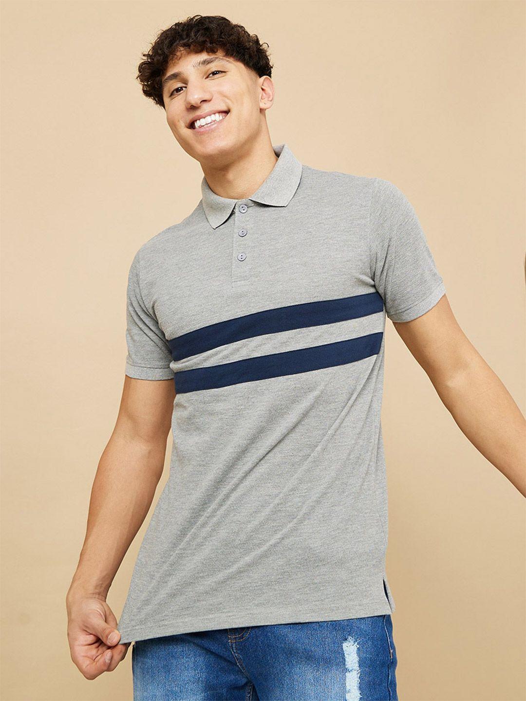 styli men cotton striped polo collar t-shirt