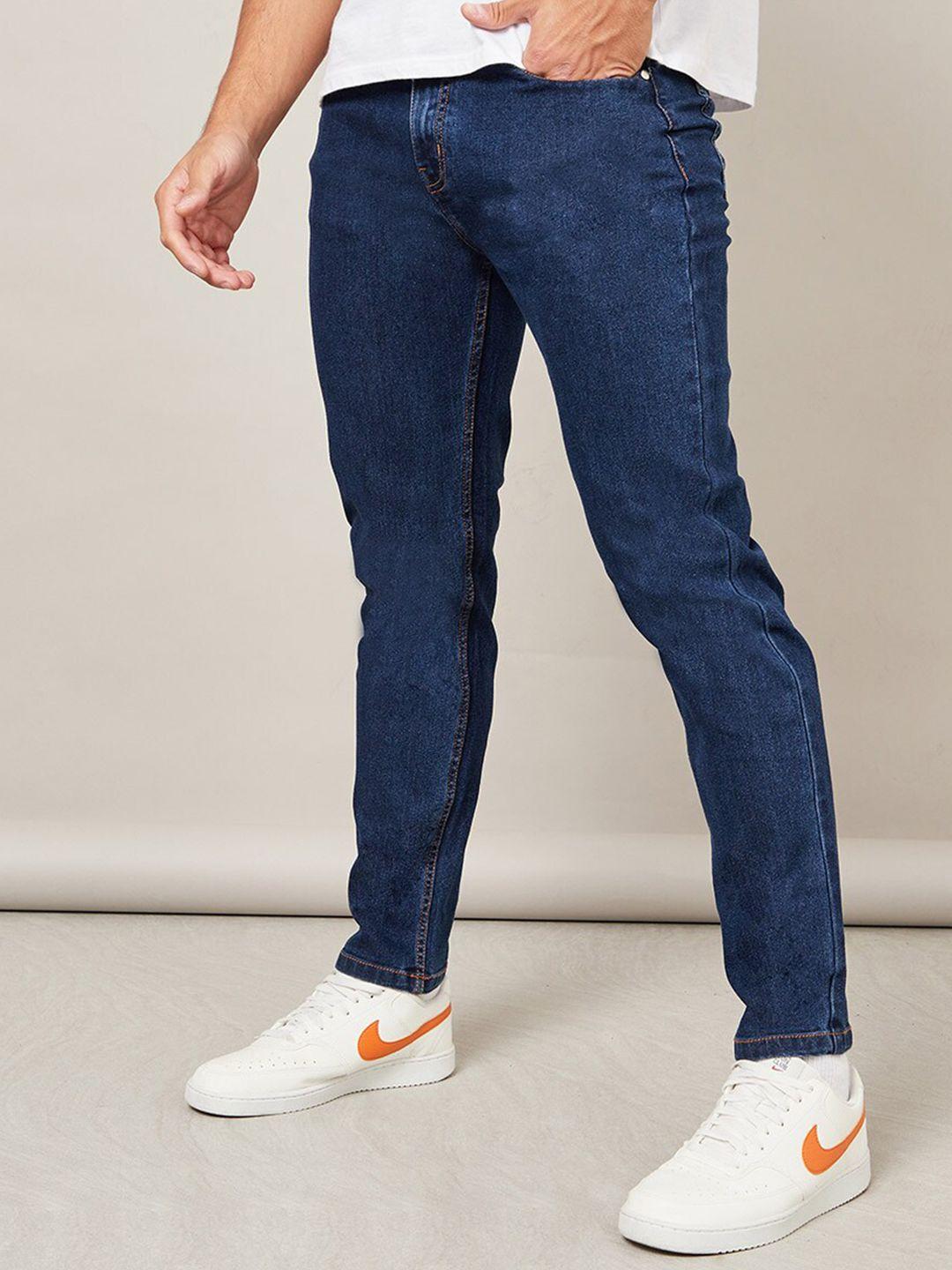 styli men navy blue slim fit cotton jeans