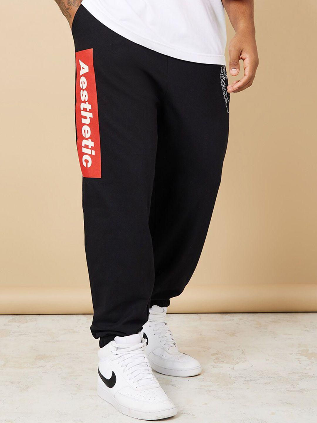 styli men oversized varsity printed elasticated hem joggers