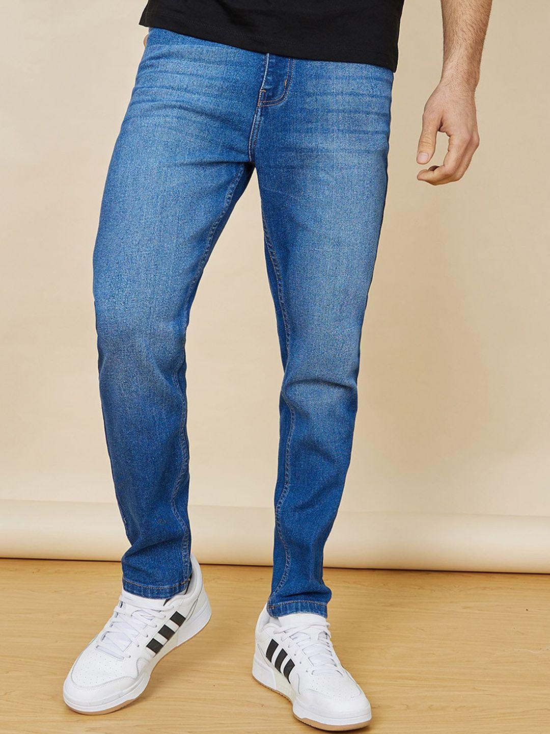 styli men slim fit stretchable cotton mid washed denim jeans
