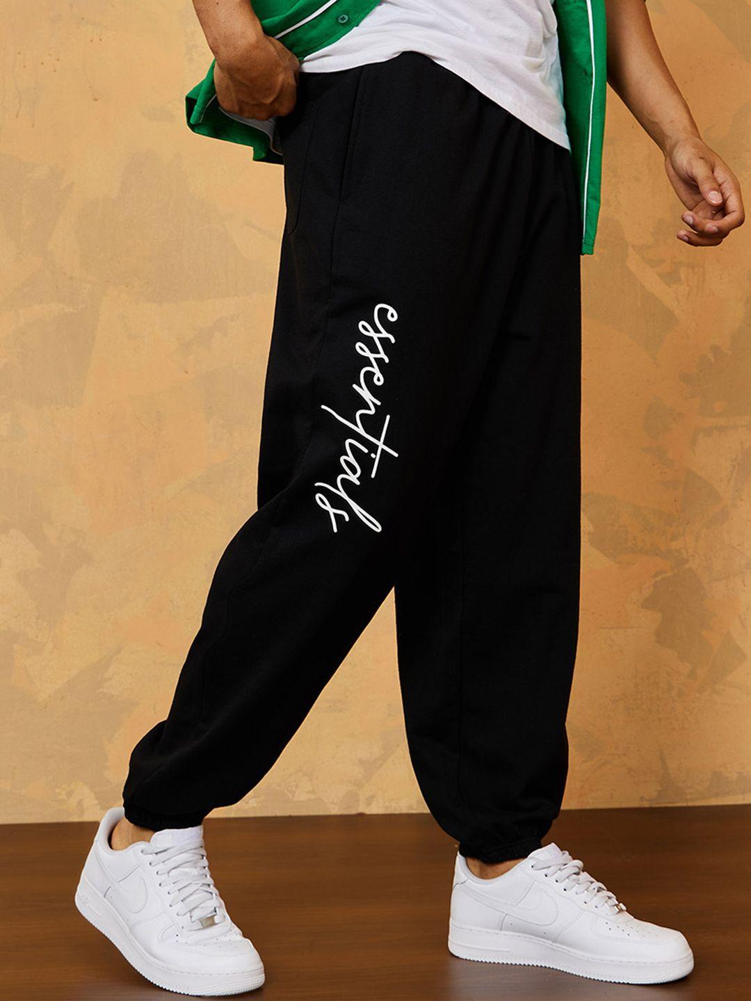 styli men slogan printed oversized joggers with slip pocket