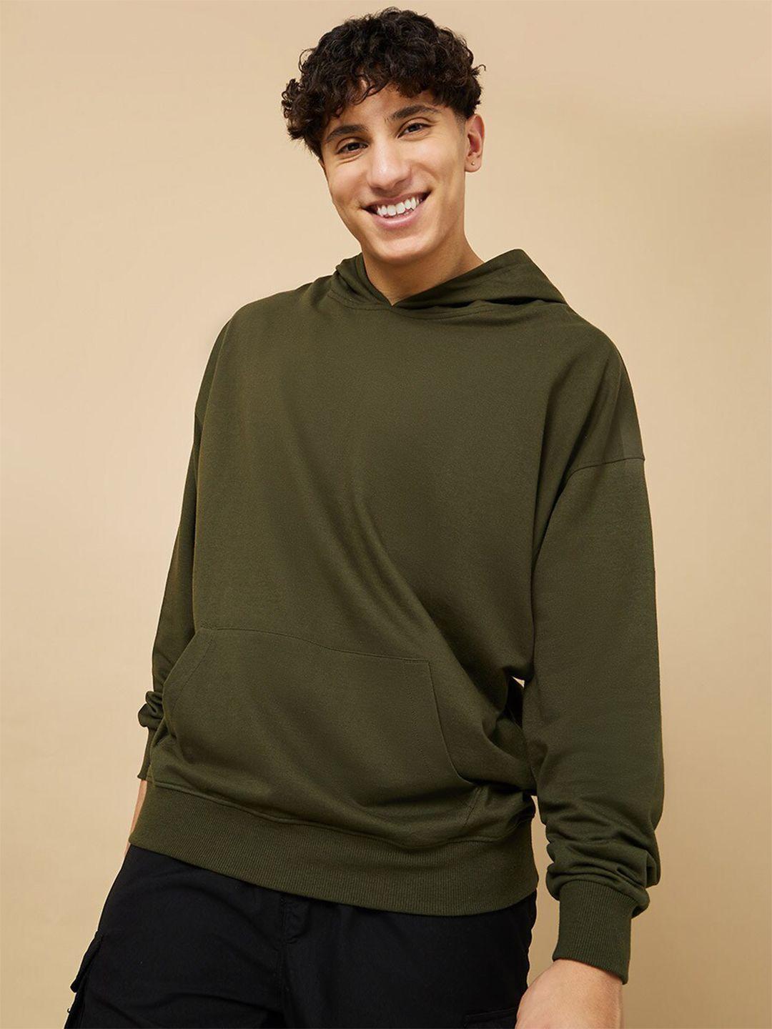 styli men solid hooded oversized sweatshirt