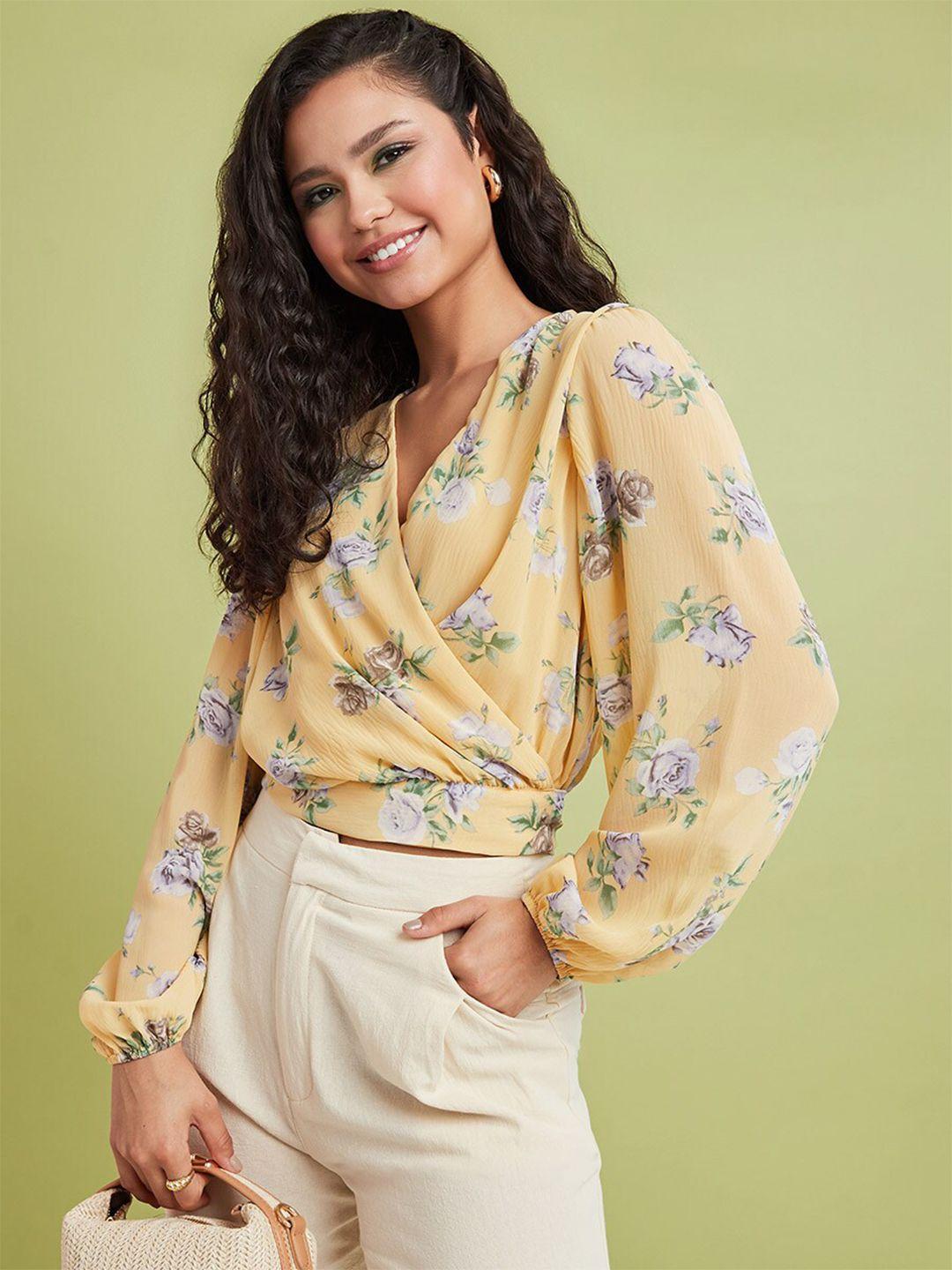 styli mustard yellow floral print top