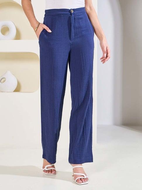 styli navy cotton pants