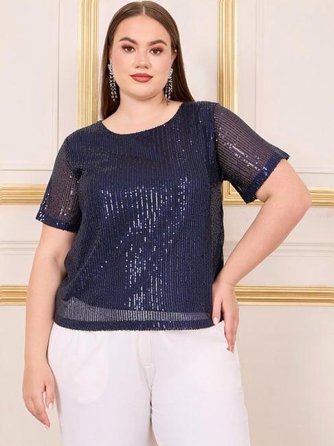 styli navy embellished top