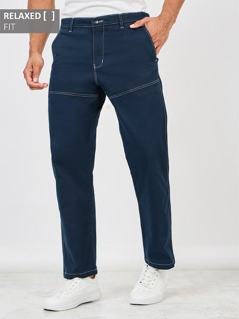 styli navy relaxed fit chino trousers