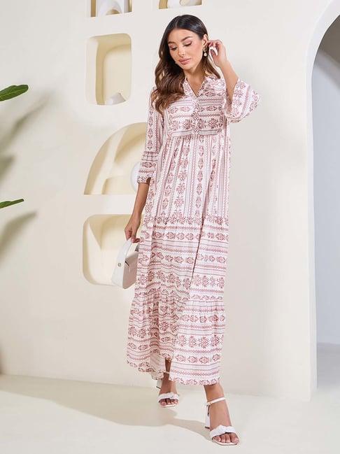 styli off-white printed maxi dress