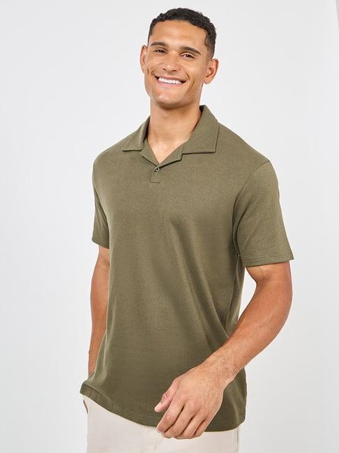 styli olive relaxed fit polo t-shirt