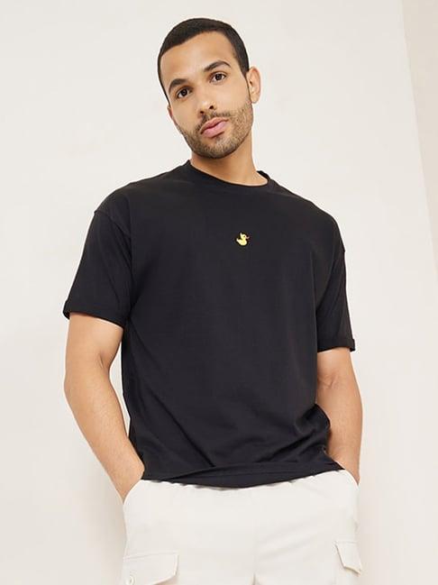 styli oversize fit chest ducking embroidery  tee with roll up sleeve detail