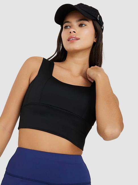styli panel detail broad waistband support active sports bra