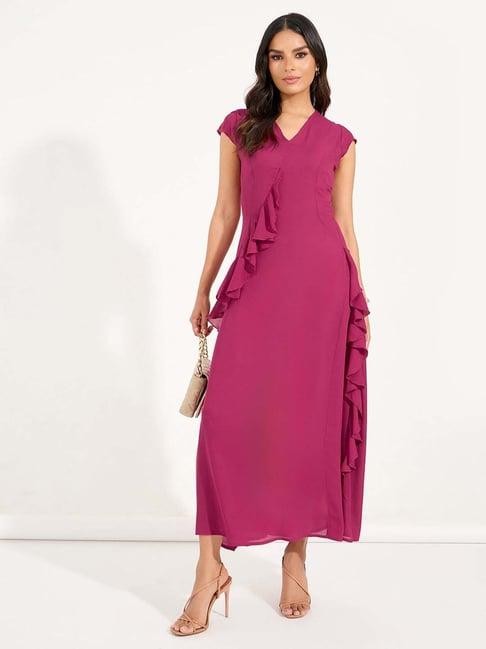 styli pink a-line dress