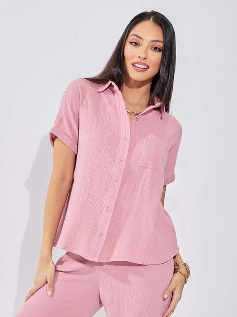 styli pink cotton shirt