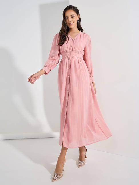 styli pink regular fit shirt dress