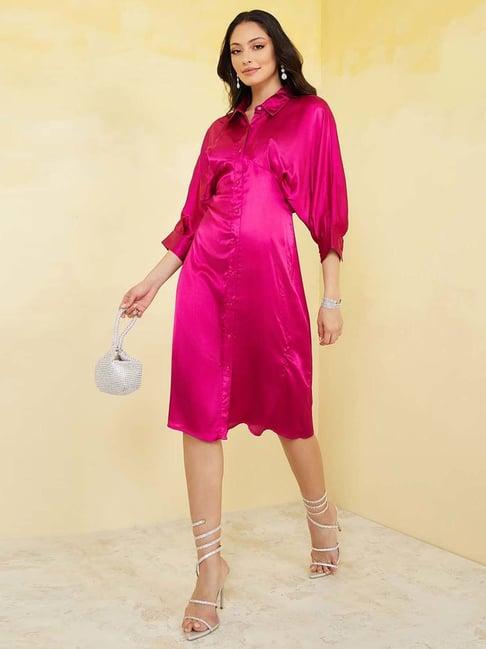 styli pink shirt dress