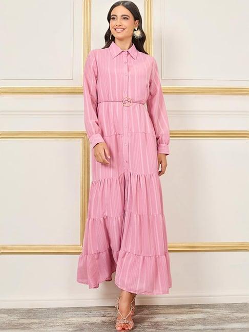 styli pink striped maxi dress