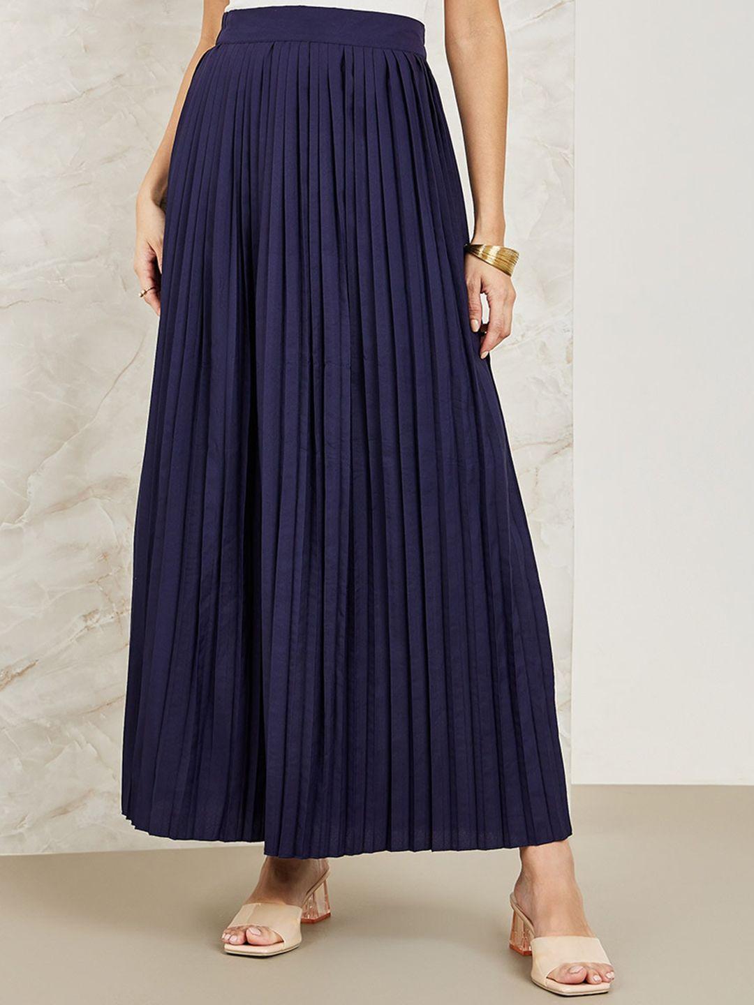 styli pleated flared maxi skirt