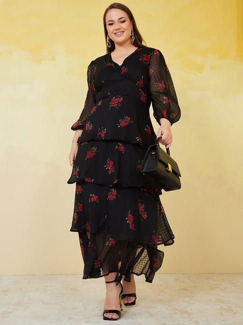 styli plus printed dobby layered maxi dress