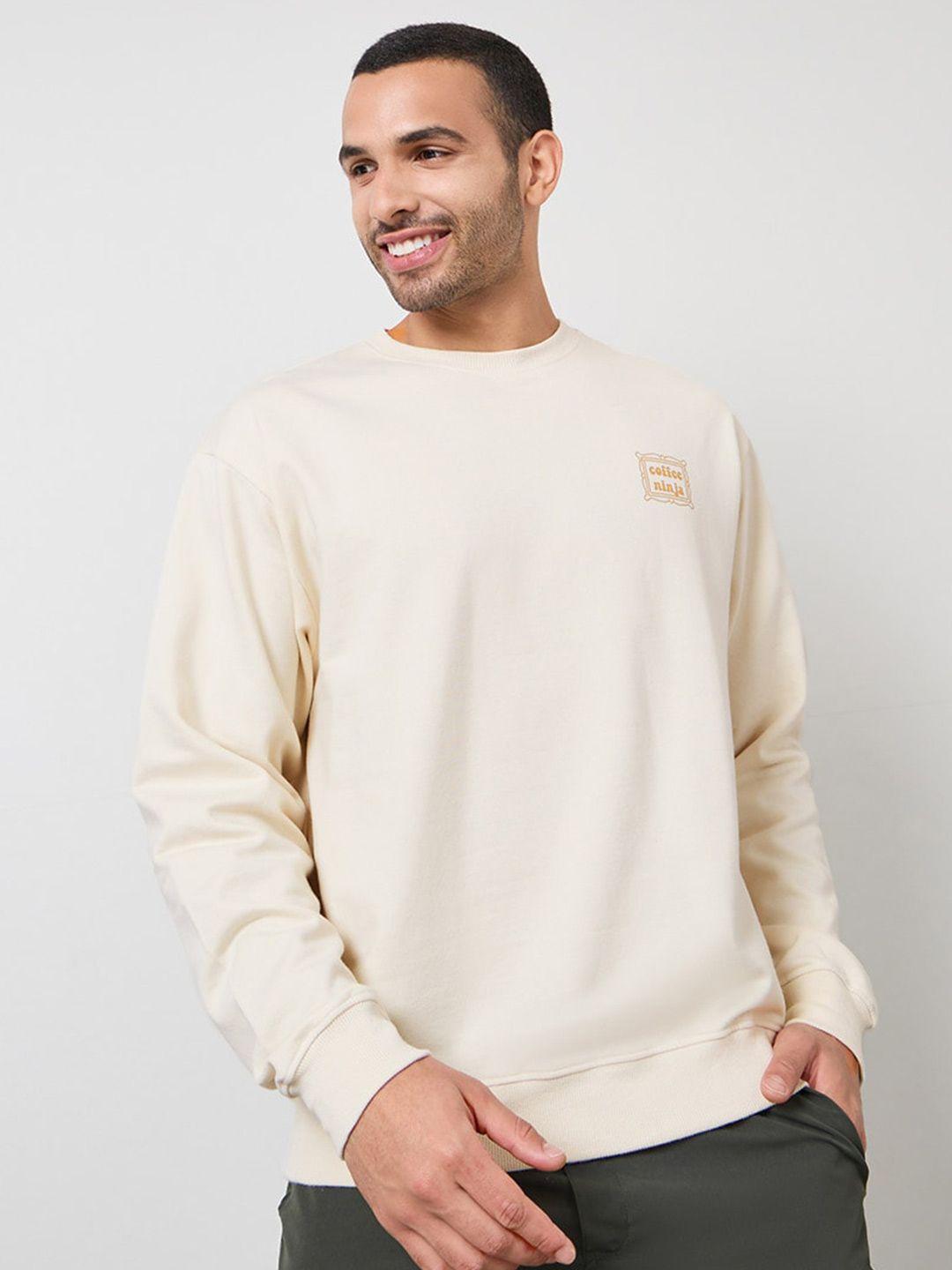 styli printed detail pure cotton relaxed fit sweatshirt