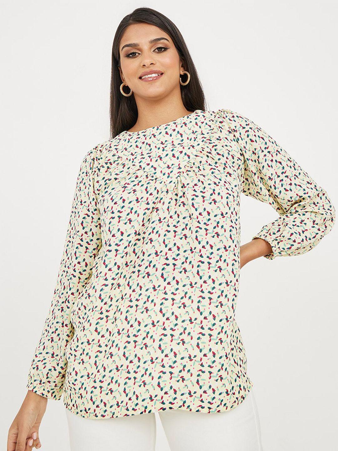 styli printed puff sleeve top