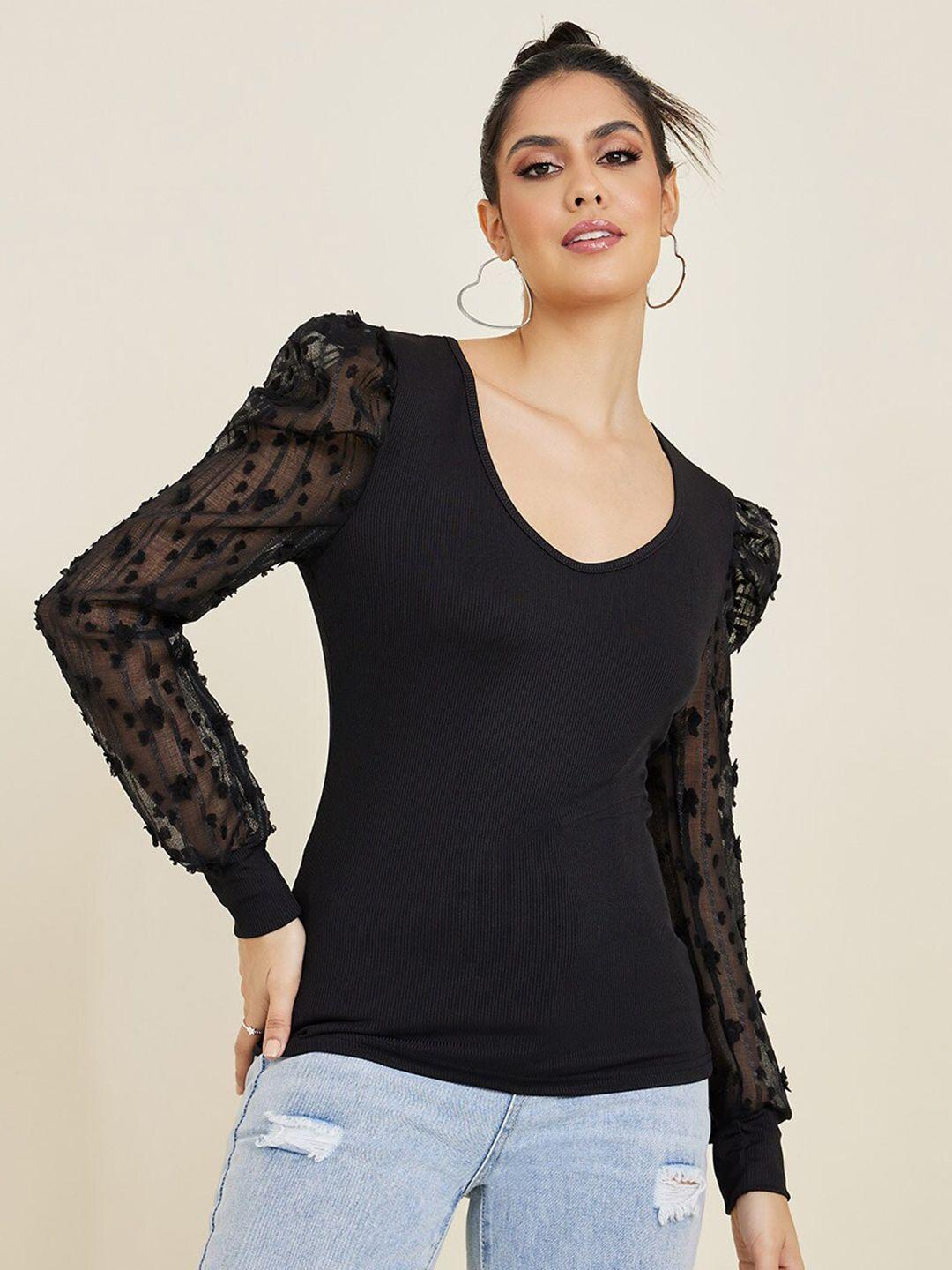 styli puff sleeved scoop neck regular top