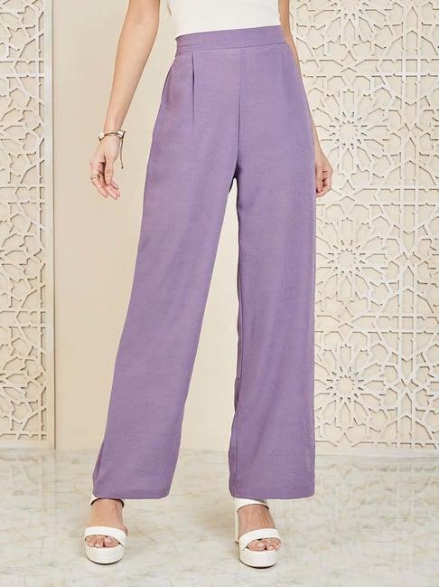 styli purple high rise flared pants