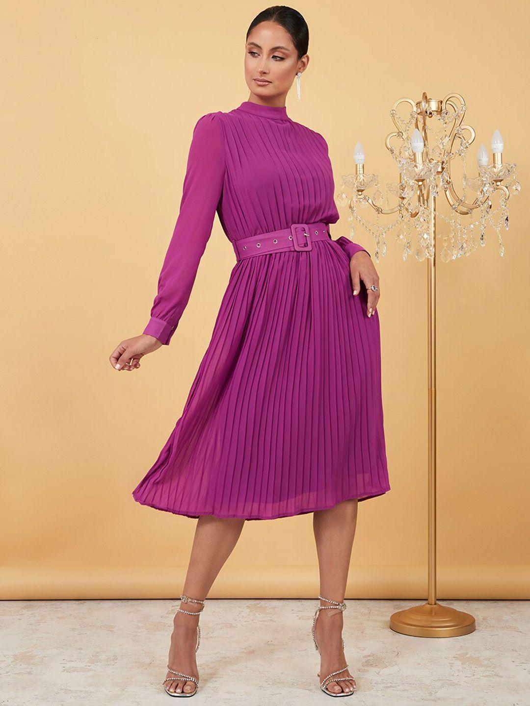 styli purple striped a-line dress