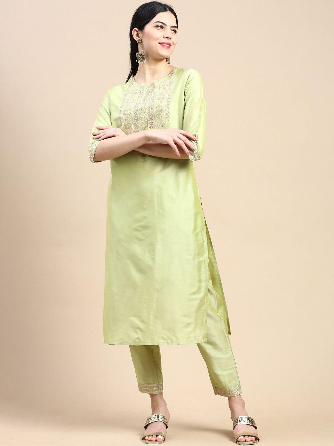 styli regular thread work kurta with trousers