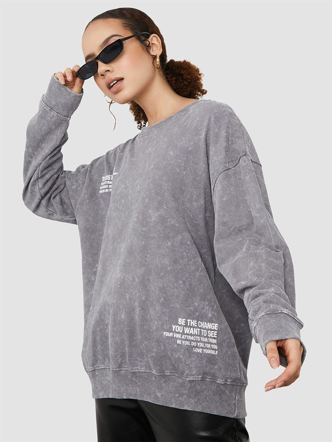 styli round neck cotton sweatshirt