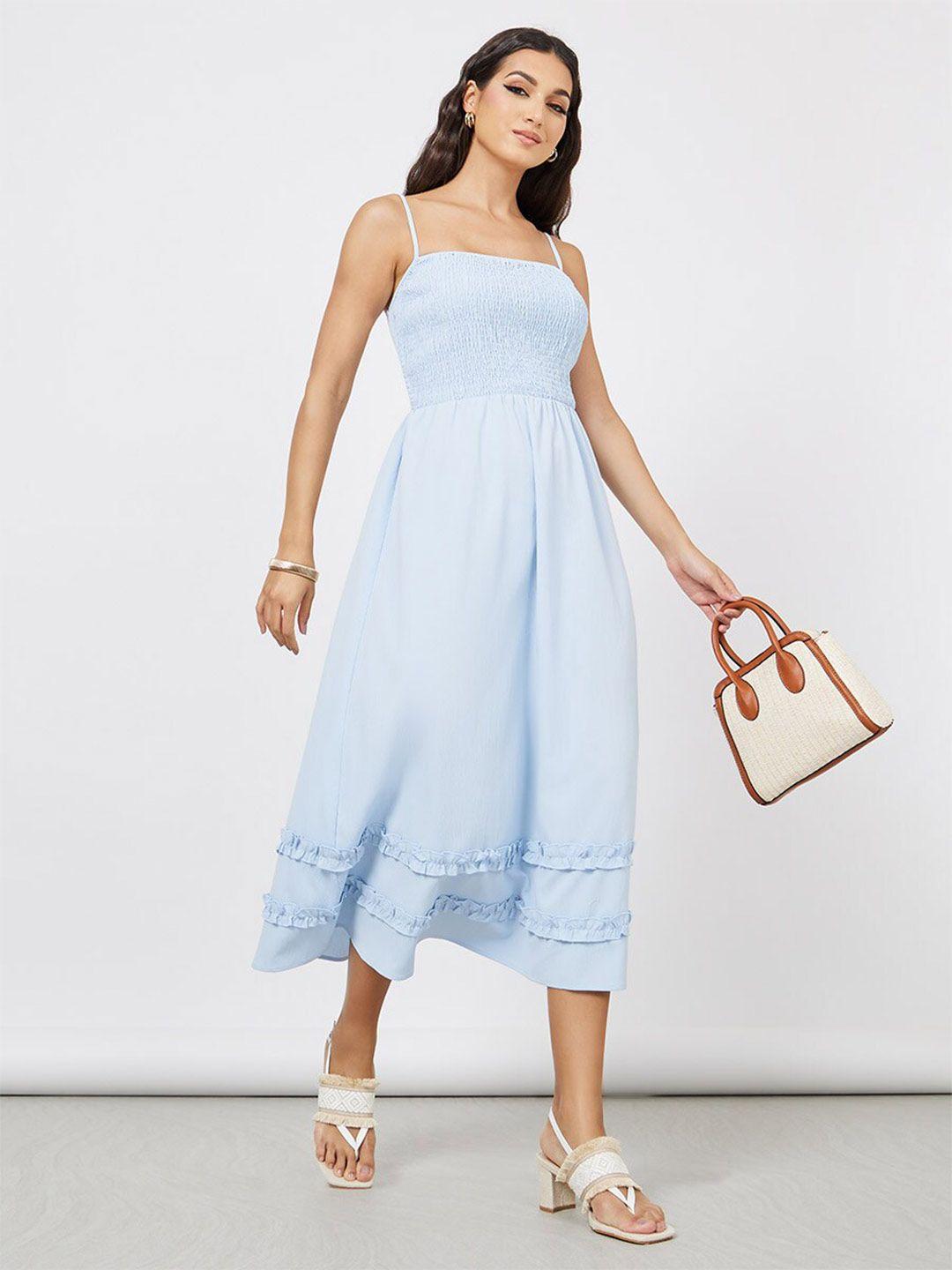 styli shoulder straps fit & flare midi dress